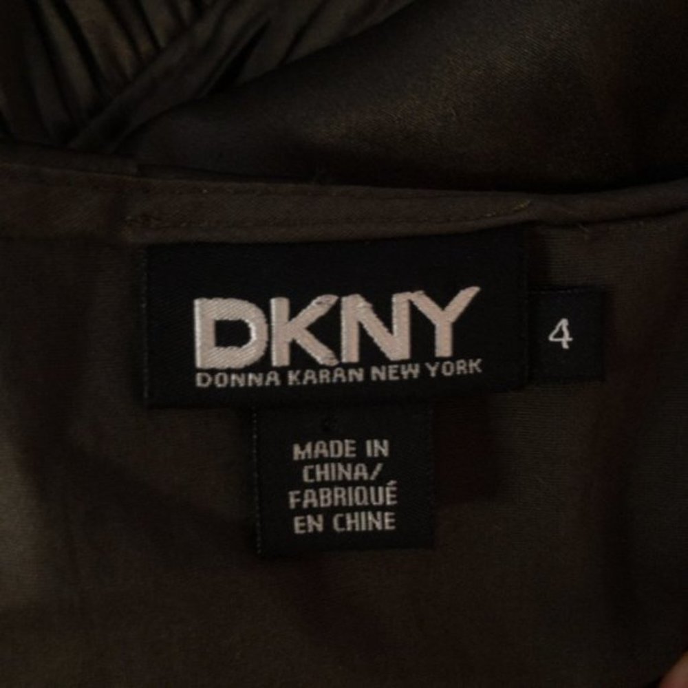 DKNY 4 100% Silk Ruched Cocktail Dress Dark Green - Picture 6 of 8